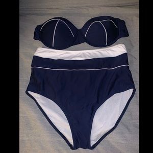 Navy two piece swimsuit